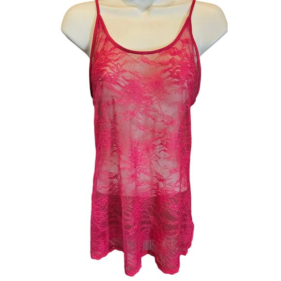 Victoria's secret sexy lace cami teddy lingerie red lycra blend made in USA sz M - Picture 1 of 7